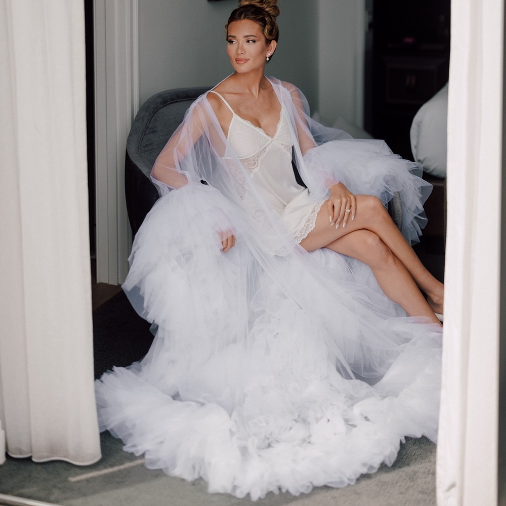 Elegant White Ruffled Robe
